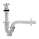 Trampa Sifón de Lavamanos 1 1/4". Tubo Rígido con Tapón y Anillo Cromado. Drenaje Antifugas.