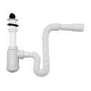 Trampa Sifón Flexible de Lavamanos 1 1/4". Tipo Botella. Tubo Expandible 80cm. Drenaje Antifugas.