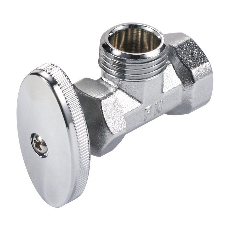 Llave de Ángulo 1/2" x 1/2" Cromada de Zinc. Válvula angular para Lavamanos, fregador e Inodoro.