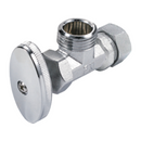 Llave de Ángulo 1/2"x1/2" de Zinc Cromado. Válvula Angular para Agua con Mango de Plástico.