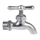 Llave de Agua para Jardín 1/2" Nariz Lisa. Pluma Grifo Exterior de Zinc Cromado sin rosca.