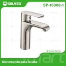 Llave de Lavamanos Individual. Grifo para Lavabo de zinc satinado. Pluma Agua Fría y Caliente.