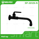 Llave de agua. Color negro. Pluma Grifo de pared largo para lavandería con válvula de agua y tapa de acero inoxidable.