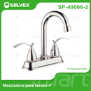 Llave Mezcladora 4" Para Lavamanos Con Cubierta y Manerales Estilo Elegante. Pluma Grifo de Acabado satinado.