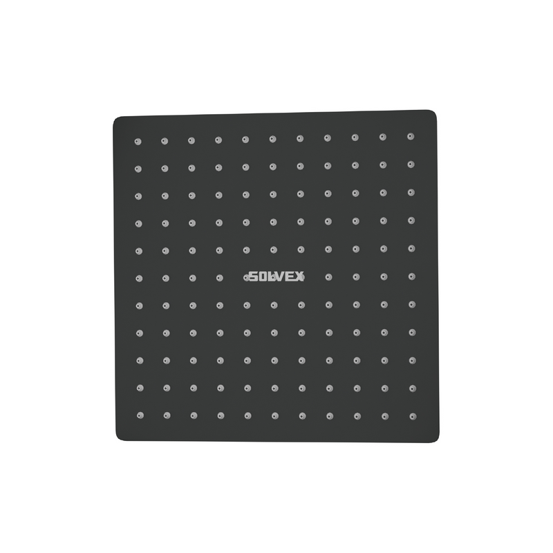 Regadera para Ducha cuadrada 10". Cabezal de Acero Inoxidable con Acabado negro Mate.