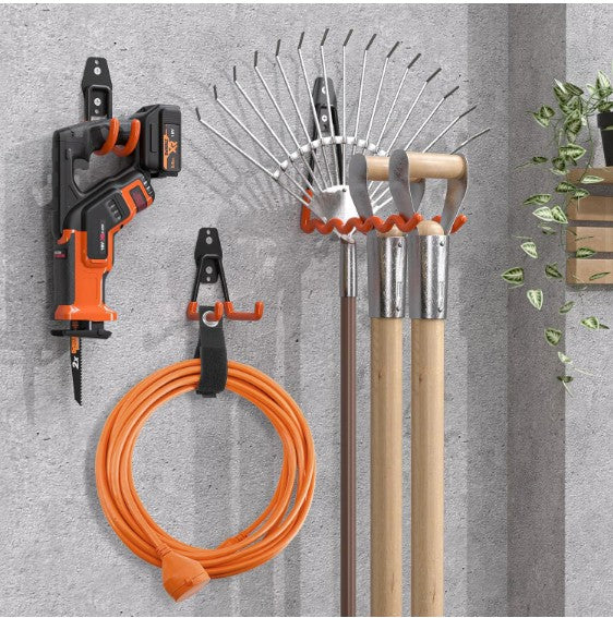 Ganchos De Soporte Metálicos Revestimiento PVC Para Herramientas Y Organización. Soporte para Colgar Bicicletas, Escaleras. Set 12 piezas.