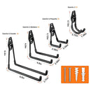 Ganchos De Soporte Metálicos Revestimiento PVC Para Herramientas Y Organización. Soporte para Colgar Bicicletas, Escaleras. Set 12 piezas.