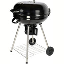 Parrilla de carbón redonda 56x88 cm estilo barbacoa portátil de hierro con termómetro y estante. Asador a carbón