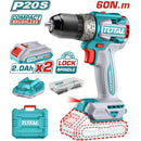 Drill Taladro Inalámbrico 20V 1/2" 60Nm 22+1 Motor Sin Escobillas. Incluye 2 Baterías Y Cargador. Super Total