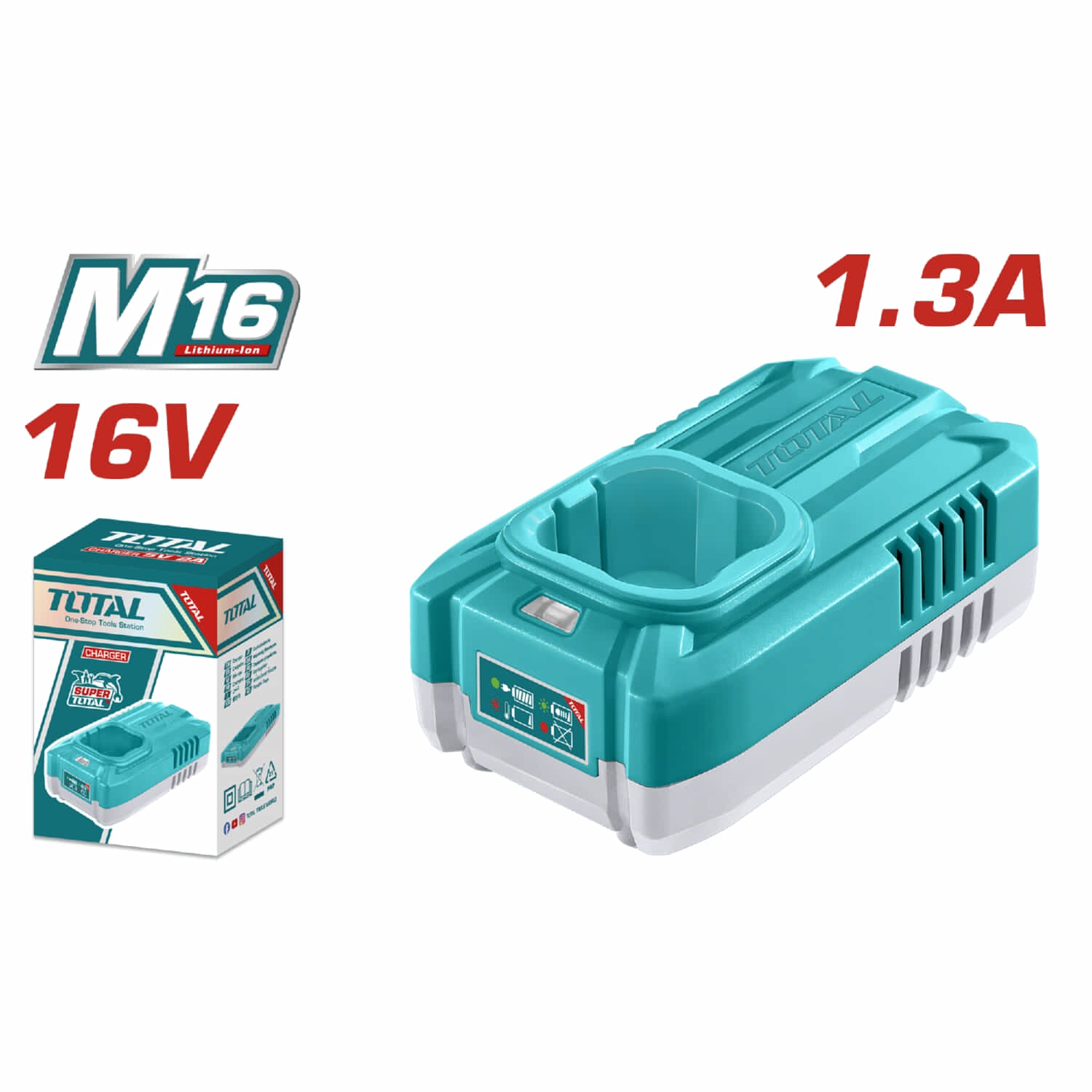 Cargador de Batería 16V 1.3A para herramientas Total M16