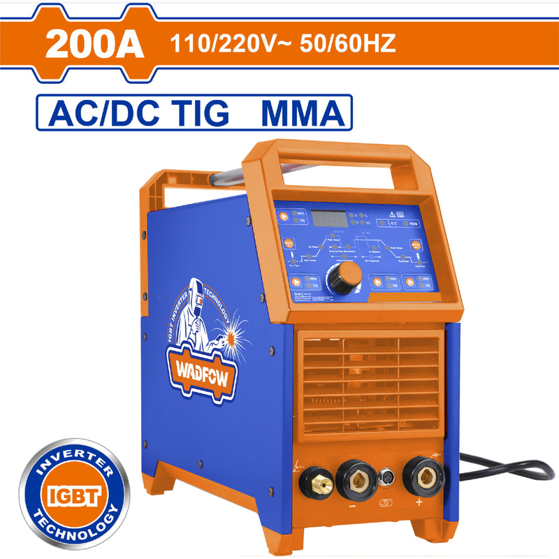 Máquina De Soldar AC DC Inverter 200A Modelo Medium Duty 30% Ciclo de Trabajo AC DC TIG/MMA 110V-220V. Tig alta frecuencia