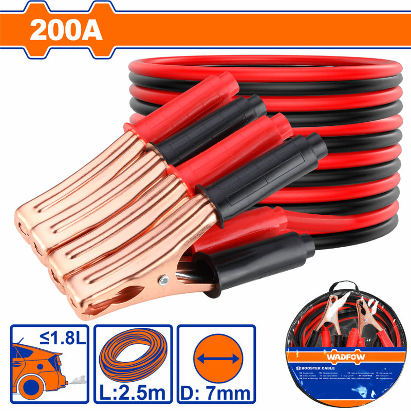 Cable Jumper para Batería 200AMP long 2.5m Pinzas Cobre Autos hasta 1.8L diámetro 7mm Cable de Arranque