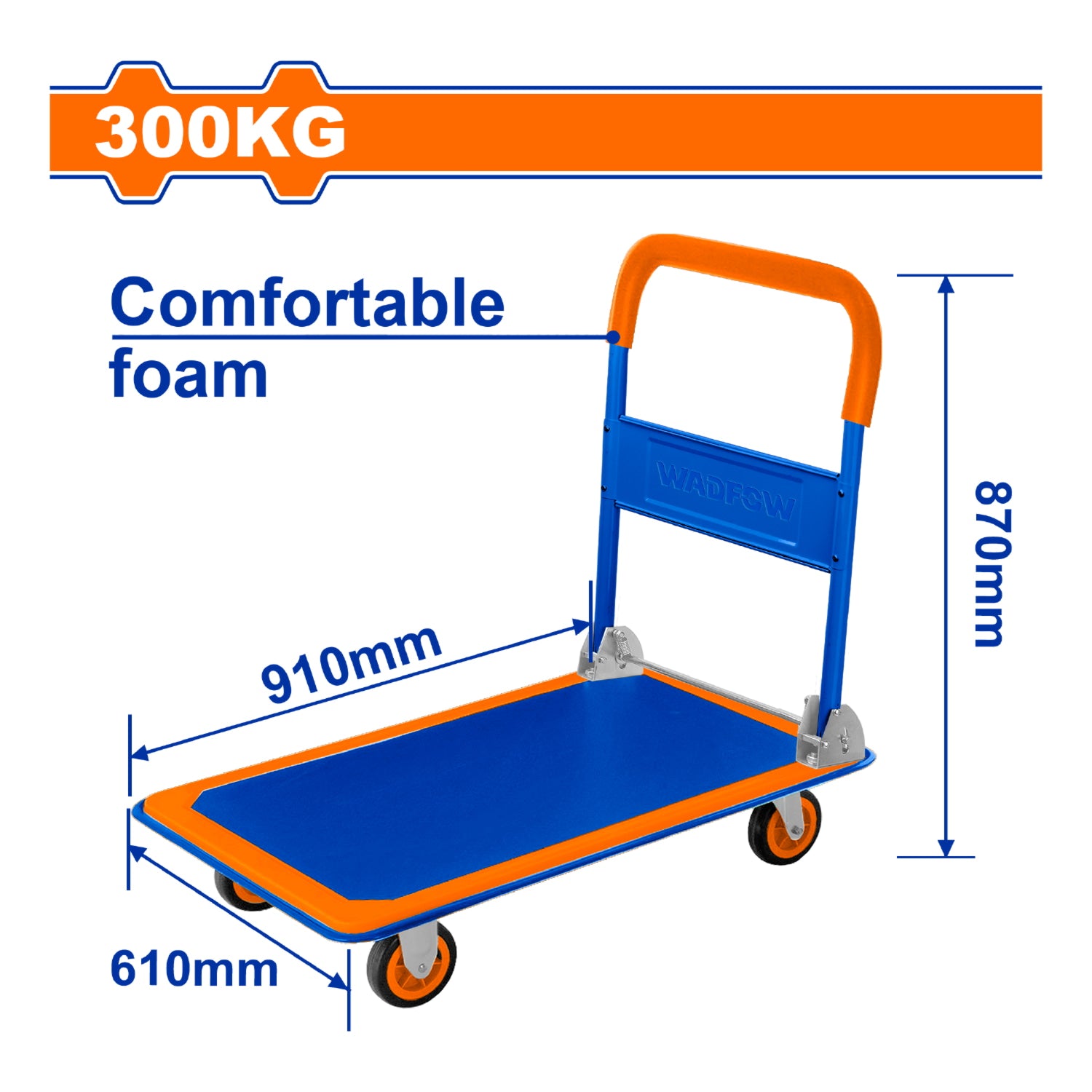 Carretilla de Plataforma Plegable de Carga para 300 Kg. Mango de Acero con espuma Ergonómica.carreton con ruedas