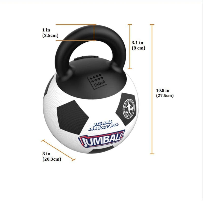 Pelota JUMBALL blanco negro con asa para mascota