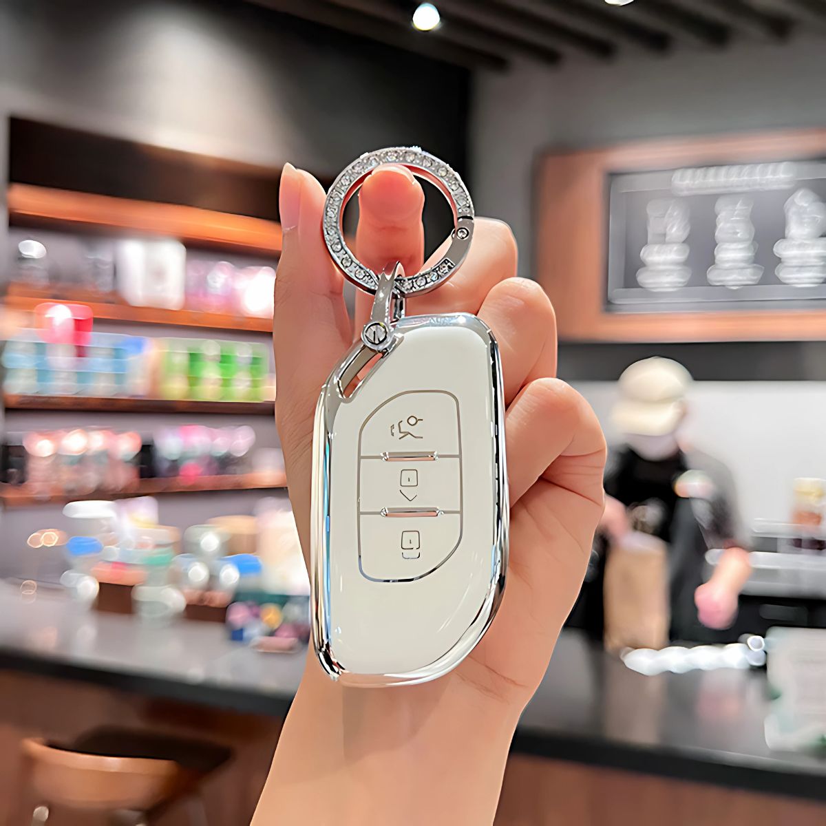 Funda protectora blanca para llave de Forthing T5 EVO. Cover para control remoto de vehículo.