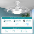 Abanico de Techo 16” socket E27 con Lámpara LED. Ventilador Invisible con Aspas Retráctiles. Luz Regulable con control remoto. Color blanco. 33w