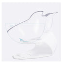 Tazón doble para gatos con soporte. Plástico transparente y soporte blanco.