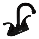 Grifo Mezclador 4" para Lavamanos. Pluma Llave con Tubo Inoxidable y Doble Maneral. Color negro.