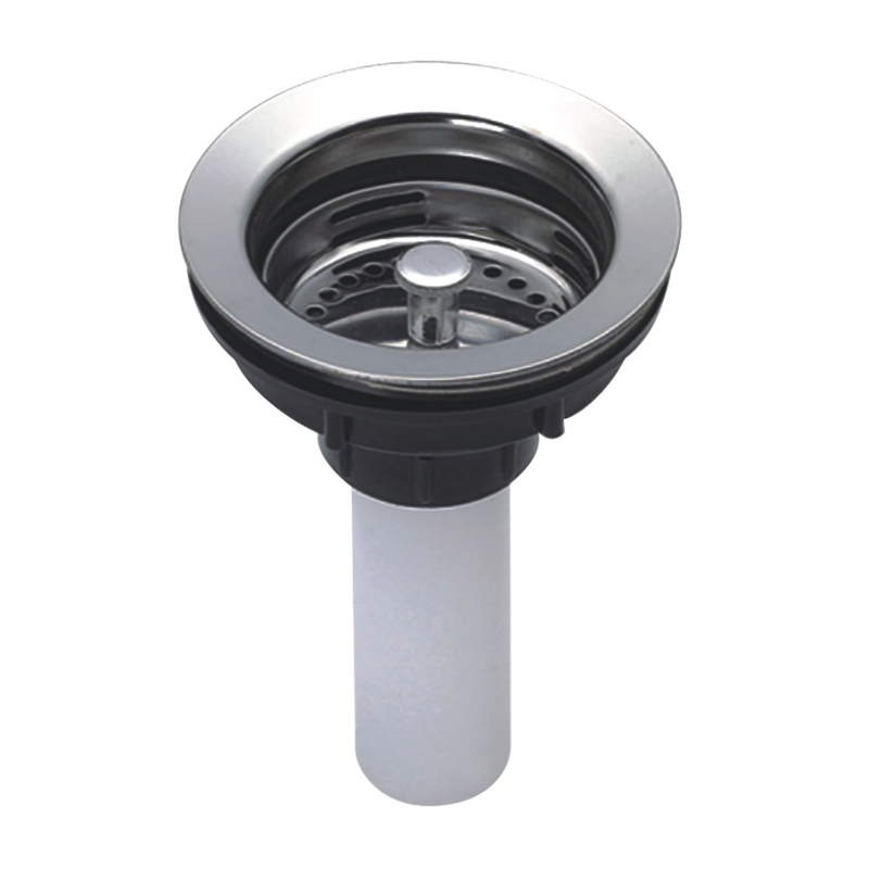 Drenaje de Fregador con Coladera de Plástico. Desagüe de Cocina Acabado Satinado.