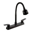 Grifo Mezclador 8" para fregador de Cocina. Pluma Llave Negra con Cuello Flexible y Doble Función.