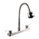 Grifo Mezclador 8" para fregador de Cocina. Pluma Llave Cromada con Cuello Flexible y Doble Función.