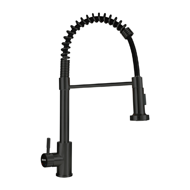 Grifo de fregador con Manguera Extensible de 1,5 m y Doble Función. Pluma Llave Mezcladora para Cocina. Color negro.