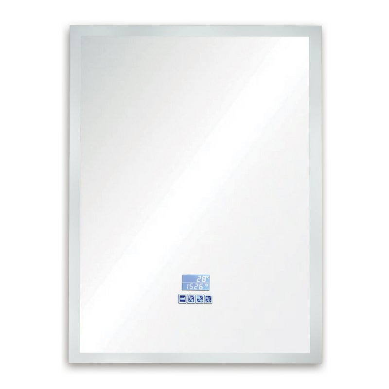 Espejo LED Rectangular 80x60 cm con Luz LED de 3 Tonos, Botón Táctil, Función Antiempañante y Bocina Bluetooth Integrada.