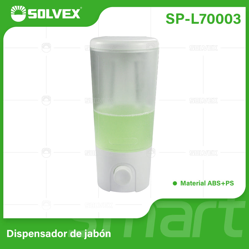 Dispensador de Jabón Líquido 380ml. Color blanco. Montaje de Pared Resistente para Baño y Cocina.