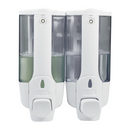Dispensador de Jabón líquido Doble Blanco 2x350ml para Baño y Cocina. Plástico ABS. Ideal para Shampoo.