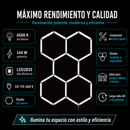 Lámpara LED Hexagonal Modular 144W (205x440cm). Panel Luminoso de 5 Hexágonos para Garajes, Talleres y Detailing. Luz de panal 110V.