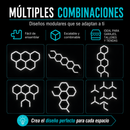 Lámpara LED Hexagonal Modular 144W (205x440cm). Panel Luminoso de 5 Hexágonos para Garajes, Talleres y Detailing. Luz de panal 110V.