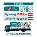 Llave Impacto dado cuadrado 20V 3/4" Motor sin escobillas. 1350Nm Incluye 2 baterías y cargador. Super Total