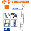 Escalera Extensible 2x8 de Aluminio. Carga máxima: 150Kg. Altura escalon: 305mm