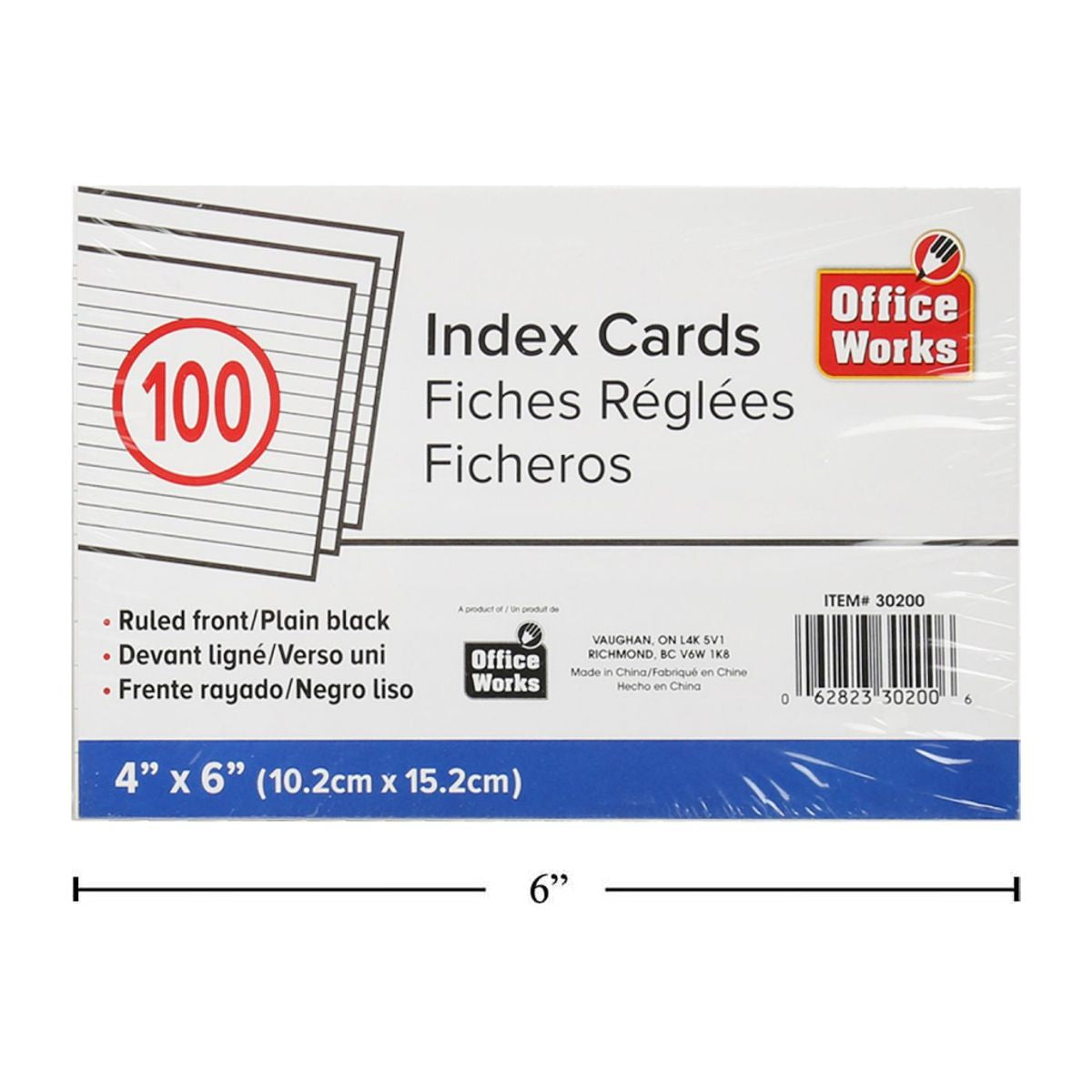 Tarjeta de índice con rayas de 4x6 "100 piezas Envoltura retráctil