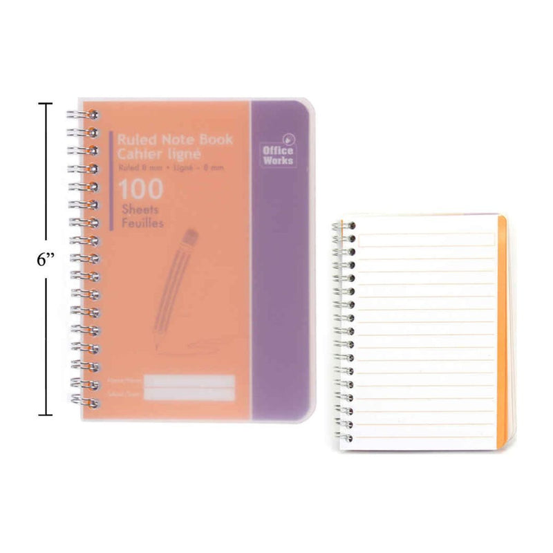 Cuaderno de 200 páginas de 4.25 "x6", bobina de metal y cubierta de plástico