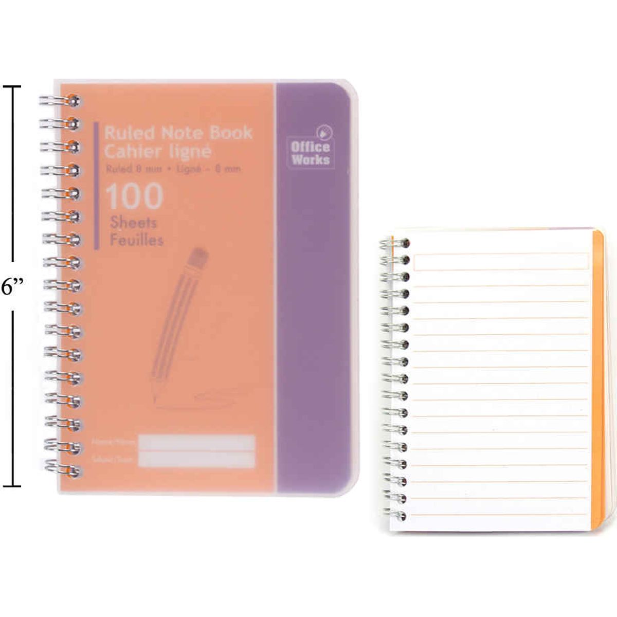 Cuaderno de 200 páginas de 4.25 "x6", bobina de metal y cubierta de plástico