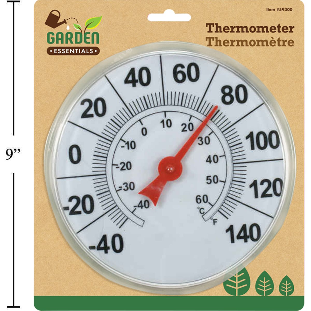 Termómetro de 6.75 "de diámetro con dial numérico para jardines