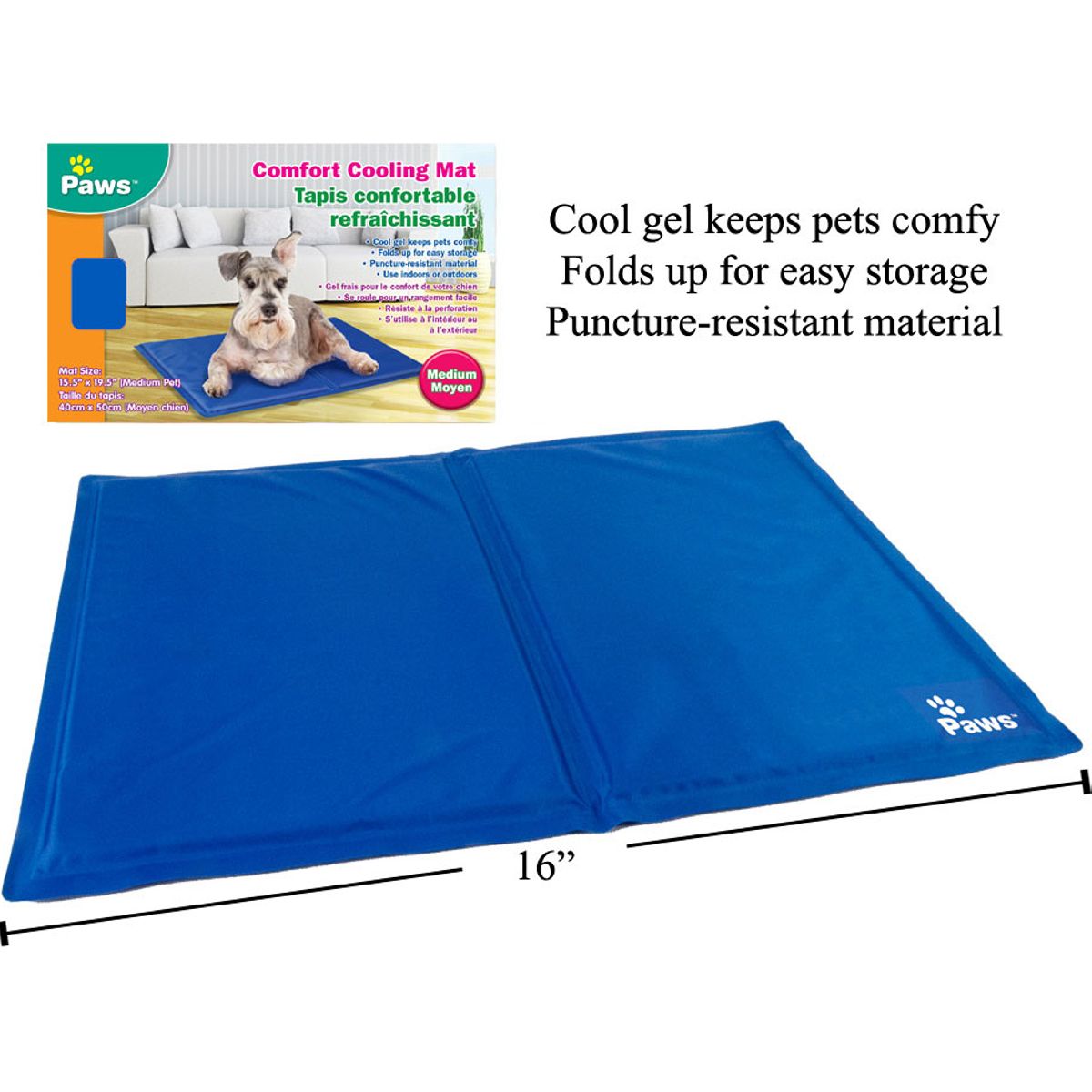 Cama de enfriamiento de gel  20 "X16" Tamaño M, caja de color Refresca a su mascota