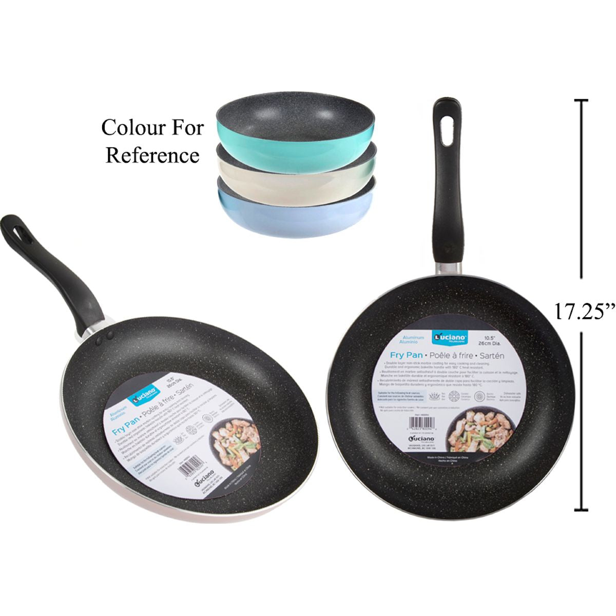 Luciano 10.5 "Sarten Antiadherente Alum. Para freir  (1pza) (Viene en colores variados al azar)