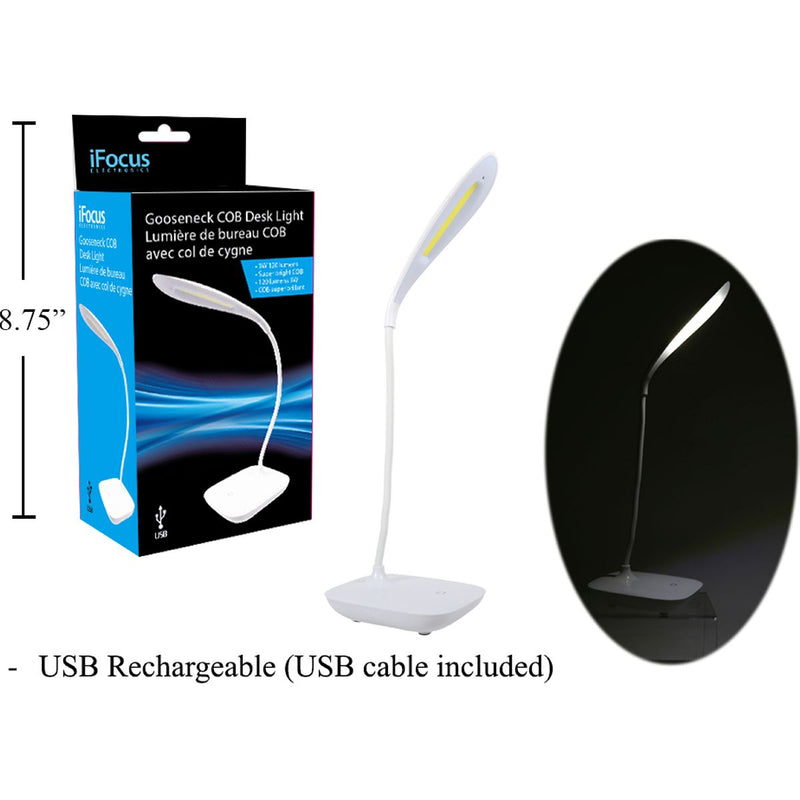 iFocus, COB Lámpara de escritorio con cuello de cisne, 3 W 120 lúmenes, USB recargable, cbx