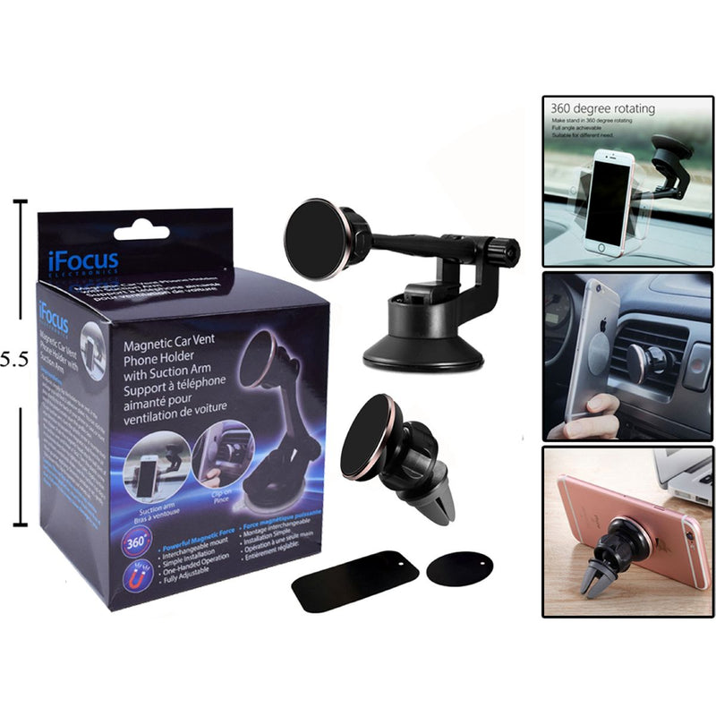 iFocus, soporte magnético para teléfono con ventilación para automóvil, con brazo de succión, cbx