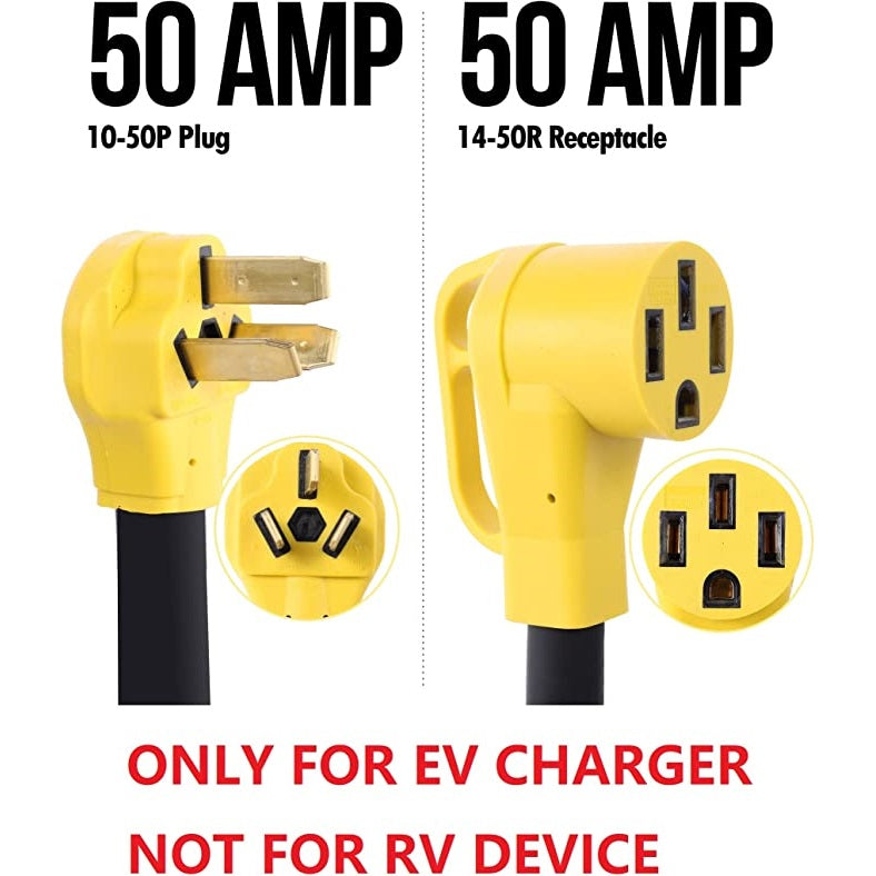 Adaptador de alimentación de 3 clavijas a 4 clavijas de 50 amperios, 10-50P a 14-50R, 240V