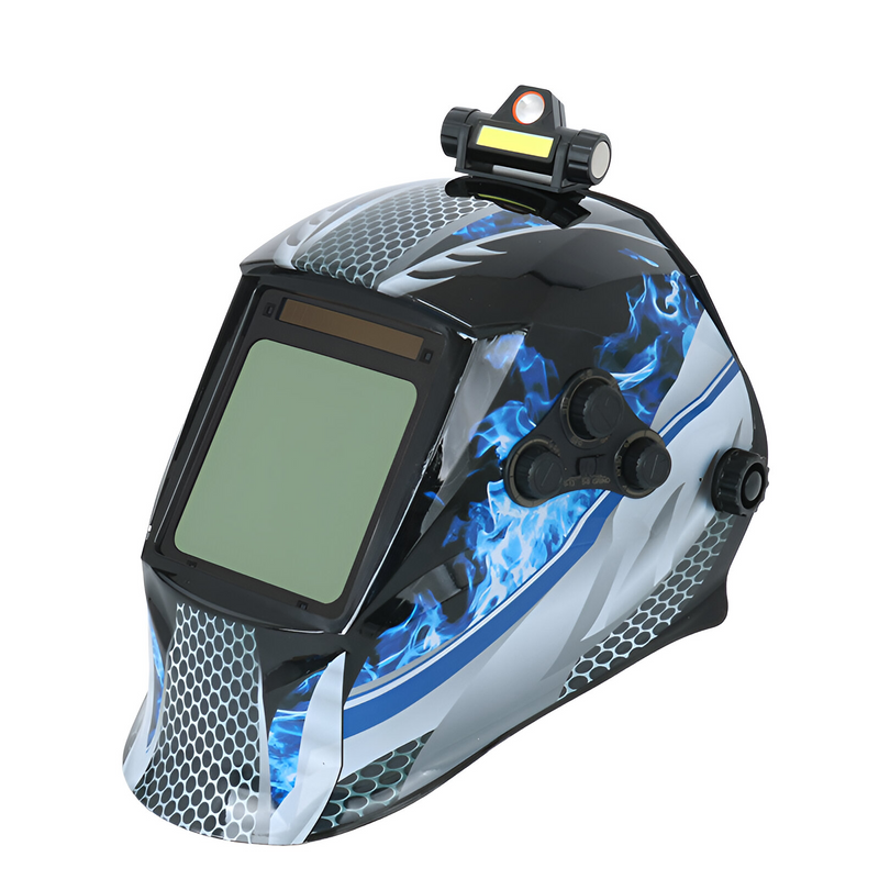 Máscara para soldar con oscurecimiento automático, carga con energía solar. Área de visión de 3.94" x 3.15".