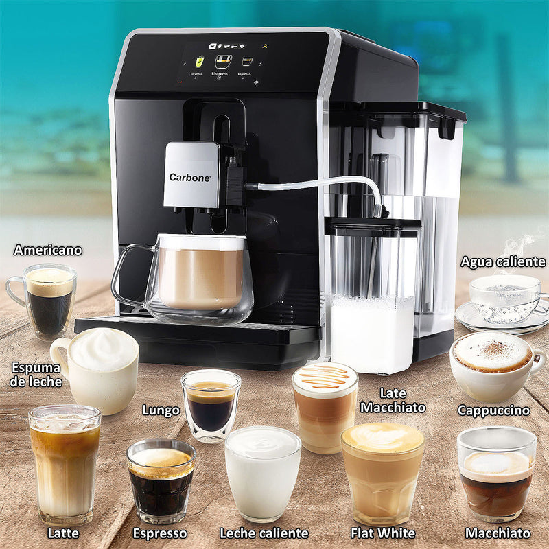 Máquina de Cafe Automática profesional Granos y polvo sistema de control inteligente avanzado 20 Bar Pantalla táctil  Joystick Espresso capuchino latte cortado macchiato