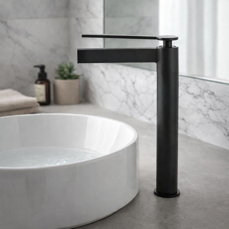 Grifo para lavamanos 26cm Monomando pluma lavabo Negro Mate de alta calidad