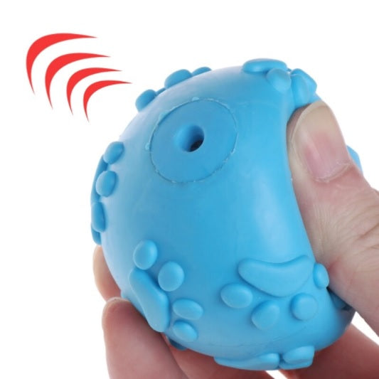 Pelota para perro de caucho TPR con sonido. Tamaño 6.5cm. Color Azul