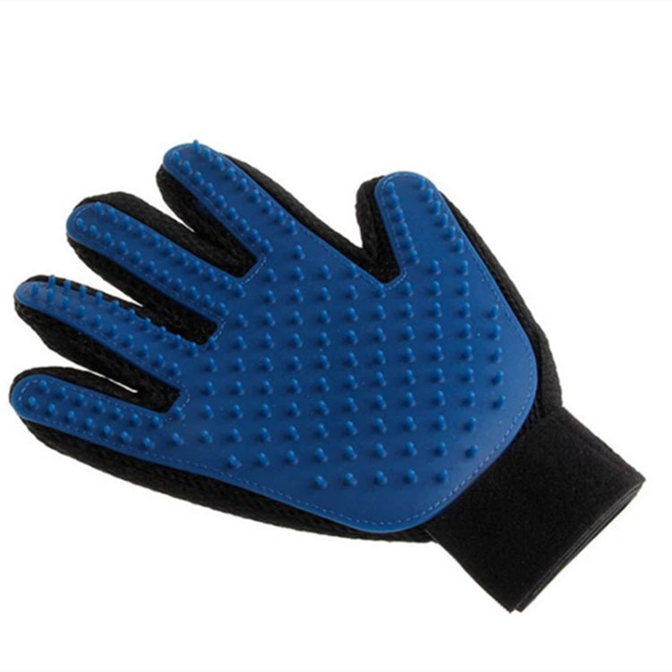 Guante para aseo de mascotas, ajustable. Color Azul.