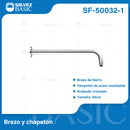 Tubo Para ducha Con Chapetón Cromado Brillante. Brazo para regadera (30cm).