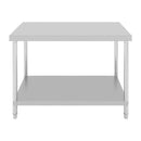 MESA DE TRABAJO INOXIDABLE DE 120 CM X 60 CM X H85 CM. CALIBRE 0.8 MM GRUESO CON MDF Y COSTILLA DE R