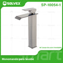 Llave de Lavamanos Individual Alta. Acabado satinado. Grifo para Lavabo. Pluma Agua Fría y Caliente.